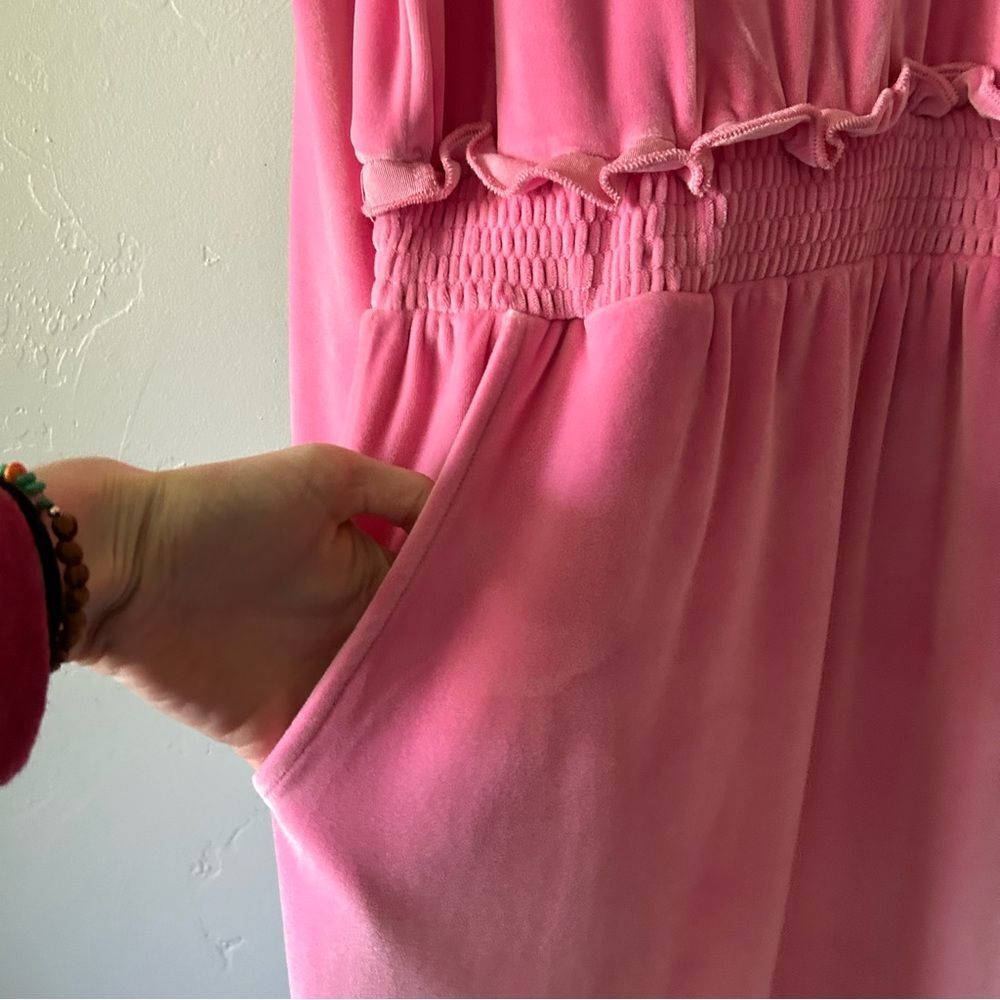 Buru Pink Velvet Long Sleeve Track Midi Dress Size 1x - Picture 3 of 10